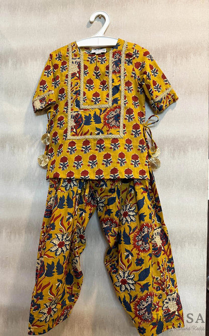 Block printed kurti with Farsi salwar in 100 percent cotton