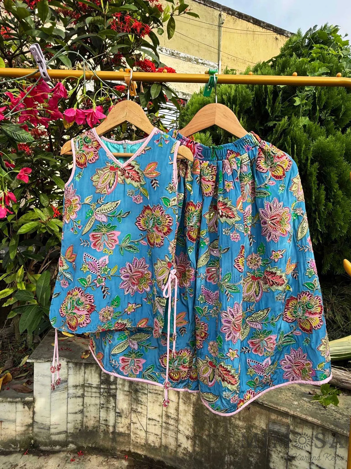 Blue floral palazo set