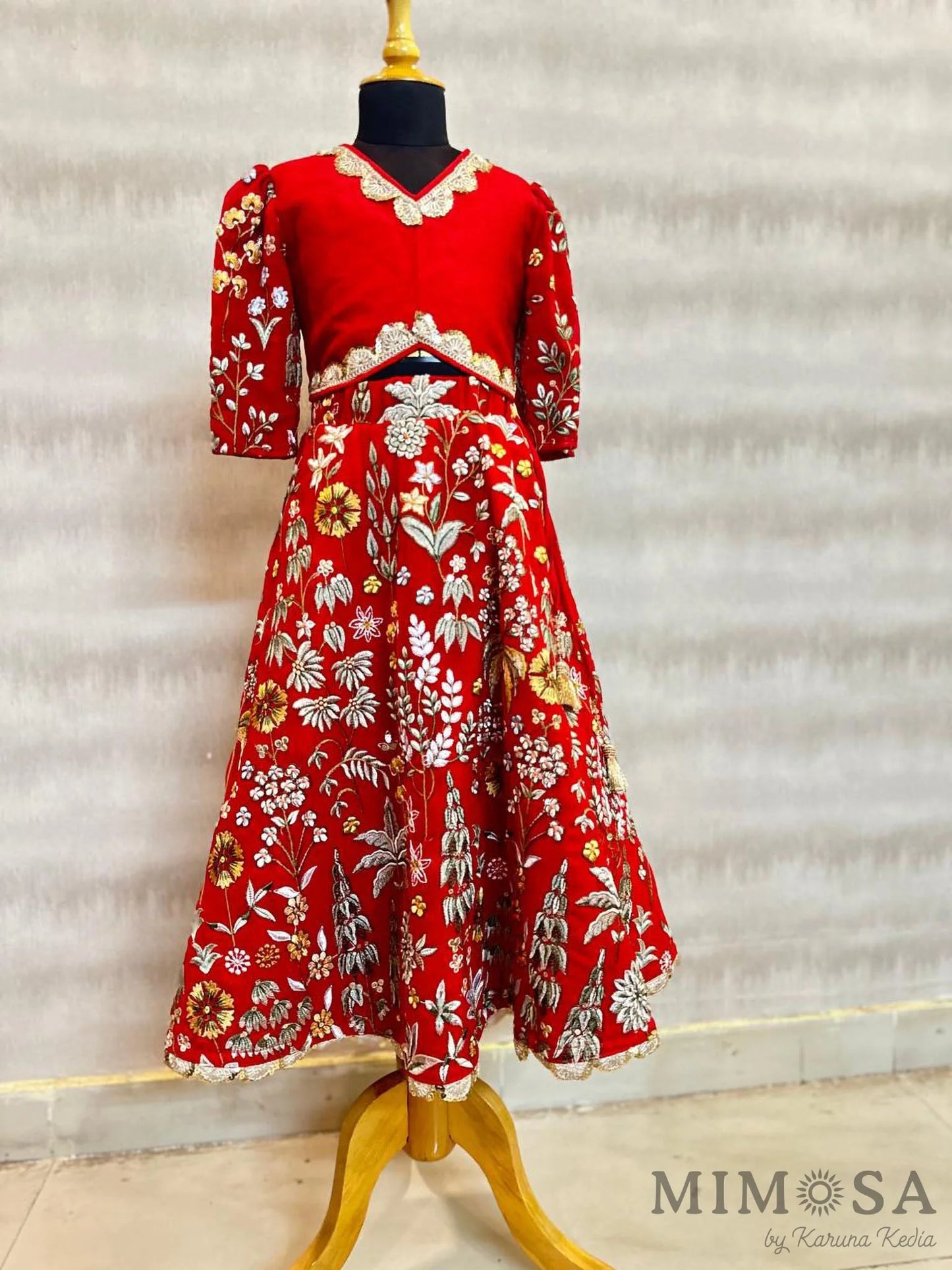 Elegant red embroidered lehenga set