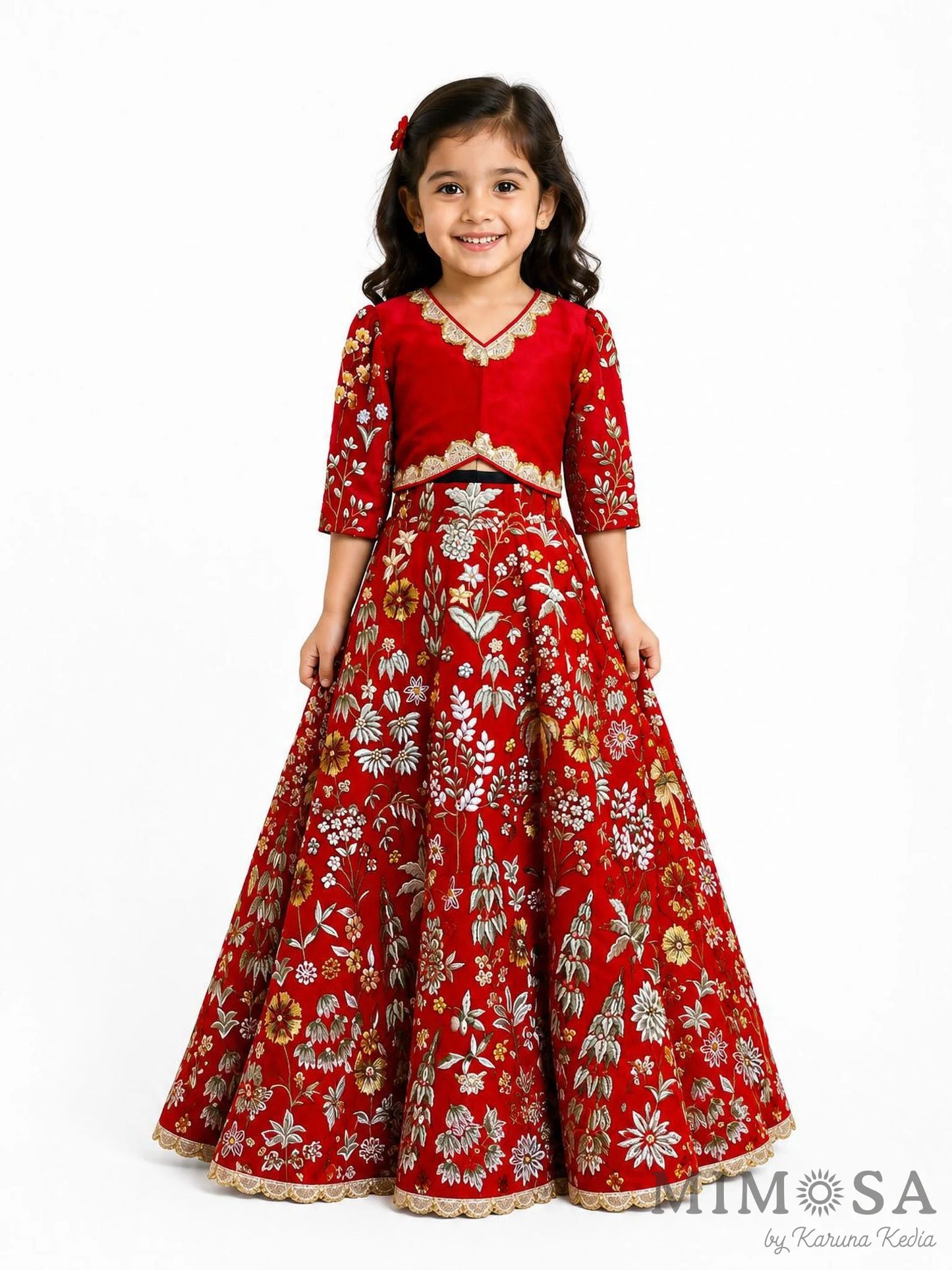 Elegant red embroidered lehenga set