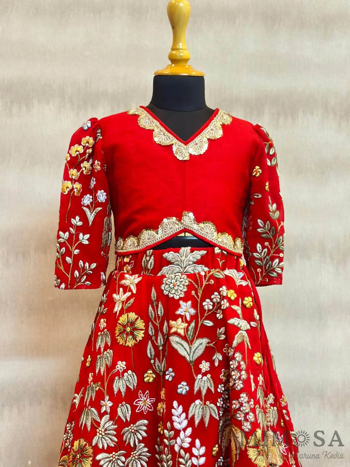 Elegant red embroidered lehenga set