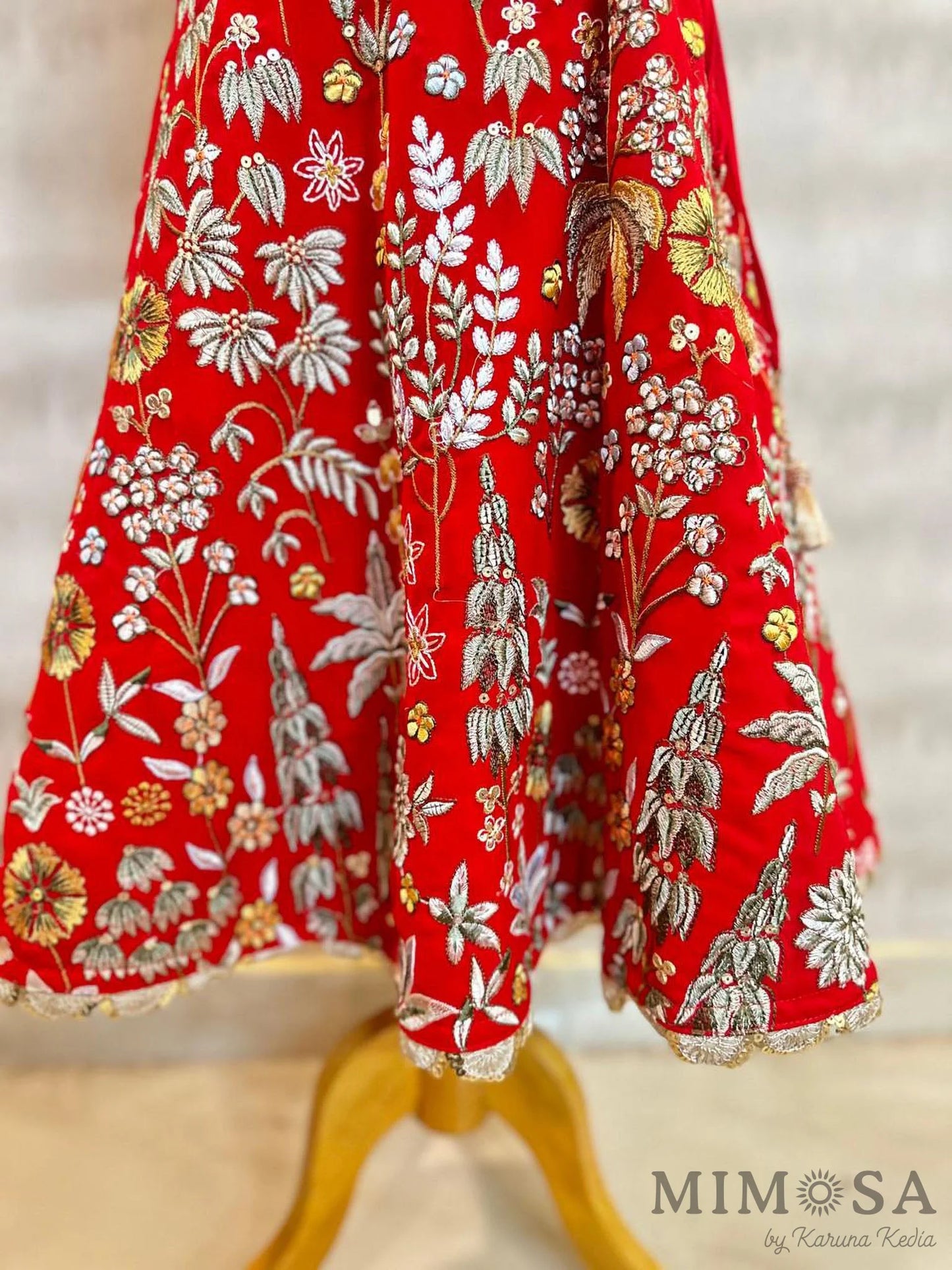 Elegant red embroidered lehenga set