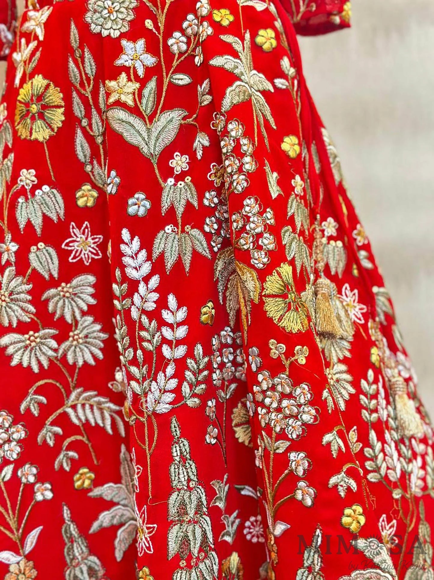 Elegant red embroidered lehenga set