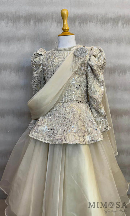 Embroidered Peplum gown