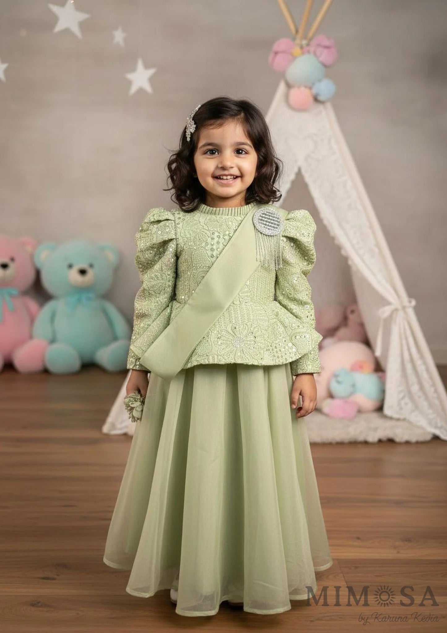 Embroidered Peplum gown