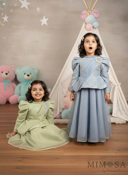 Embroidered Peplum gown