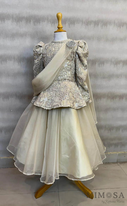 Embroidered Peplum gown