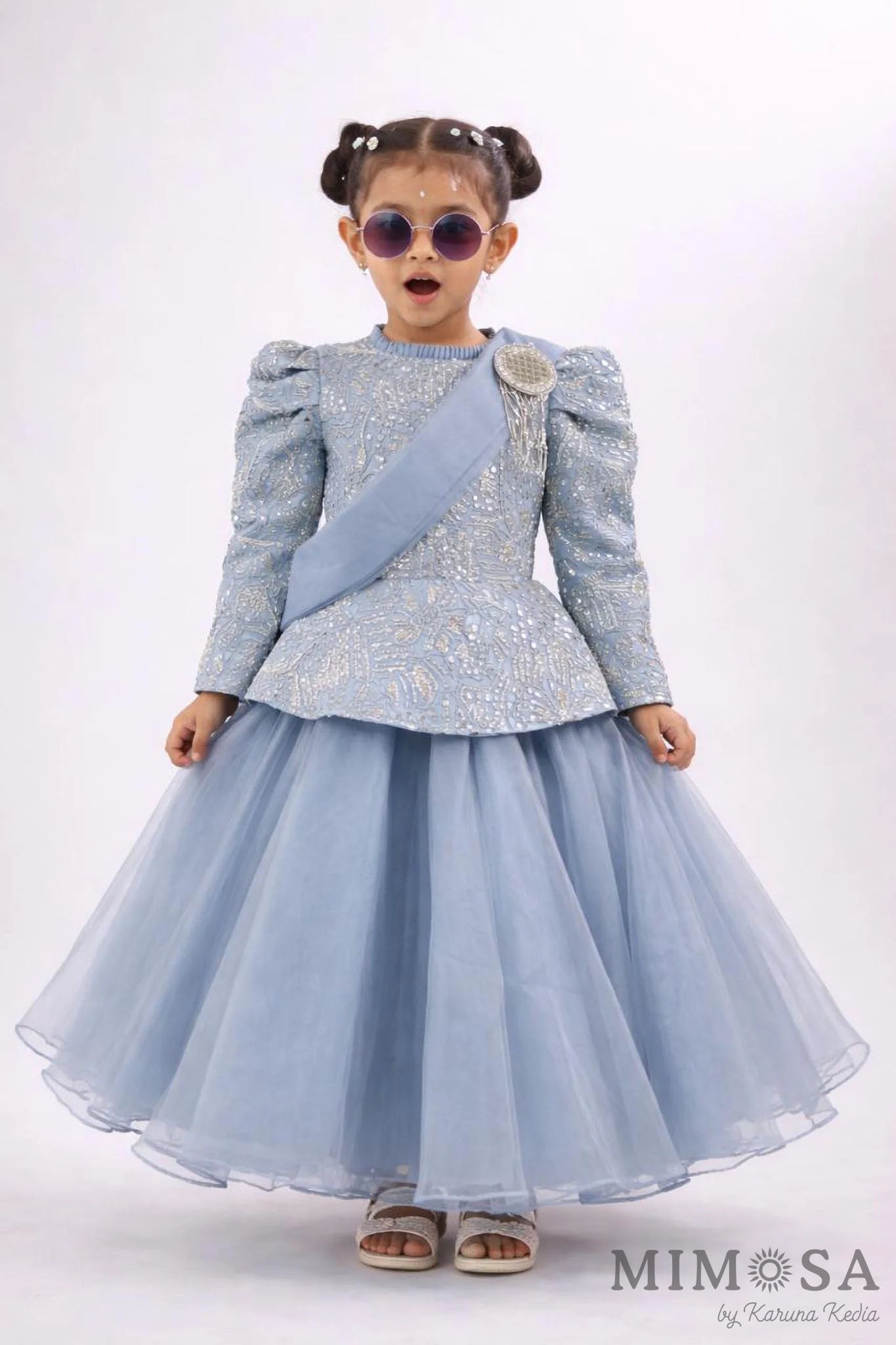 Embroidered Peplum gown