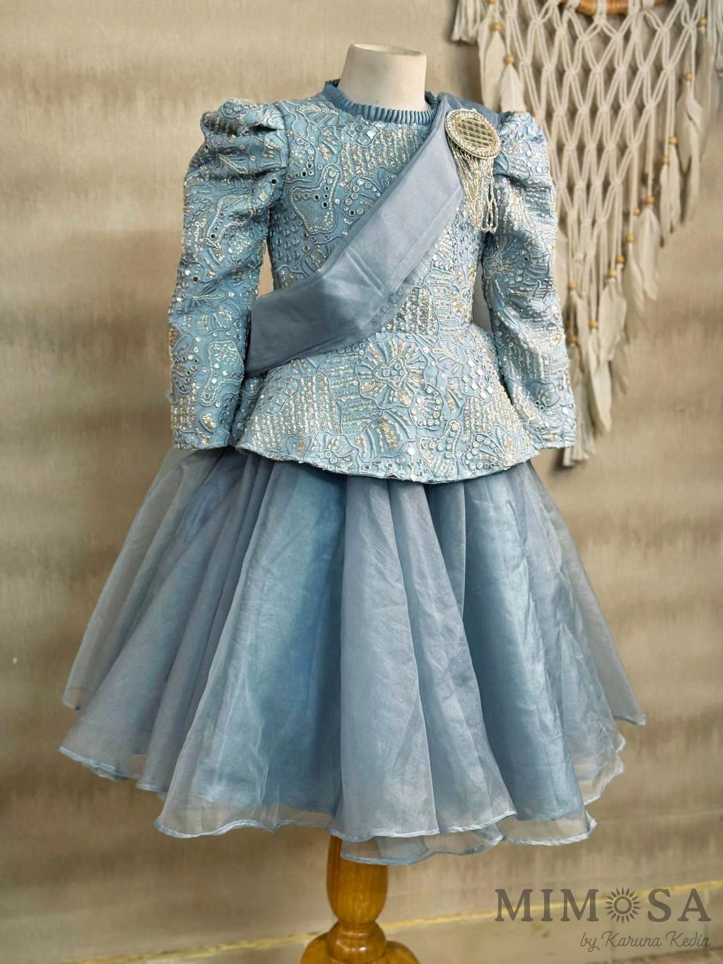 Embroidered Peplum gown