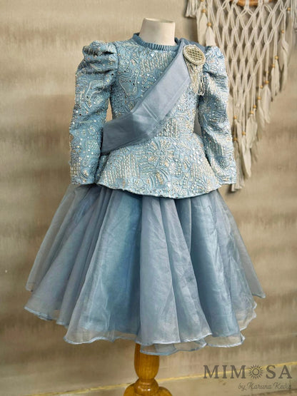 Embroidered Peplum gown