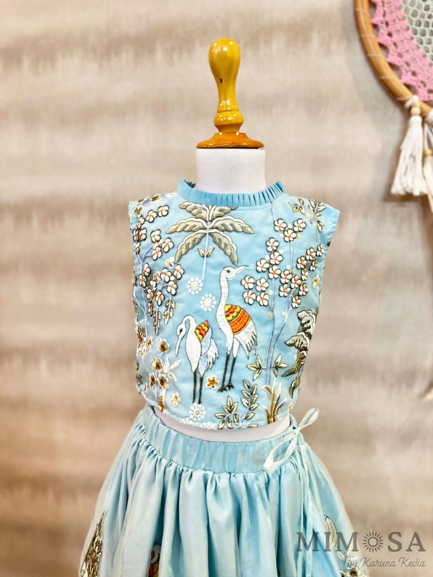 Flamingo lehnga set in organza with cotton silk lining