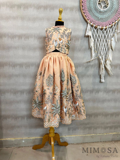 Flamingo lehnga set in organza with cotton silk lining