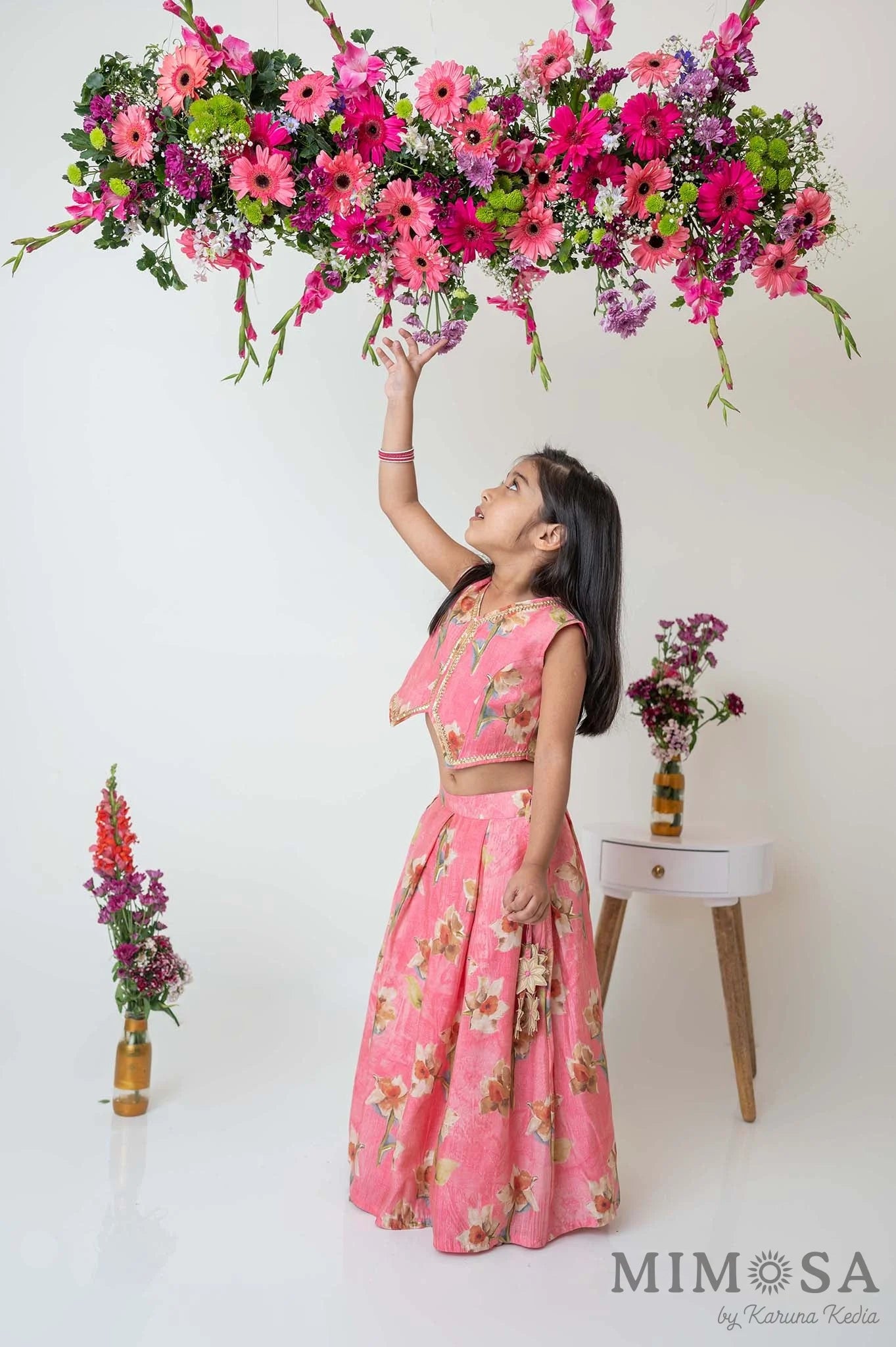 Floral waistcoat style top and skirt set