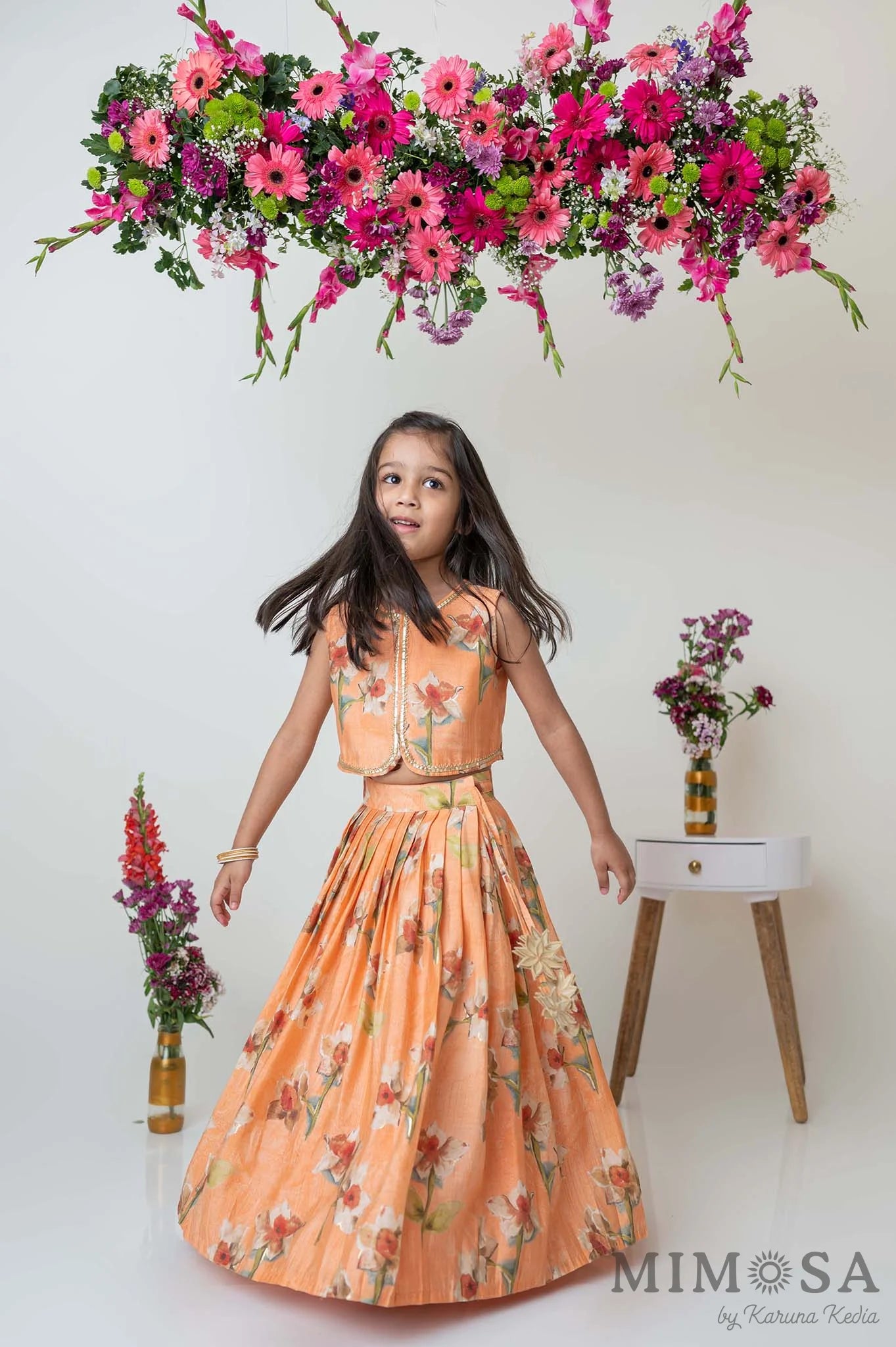 Floral waistcoat style top and skirt set