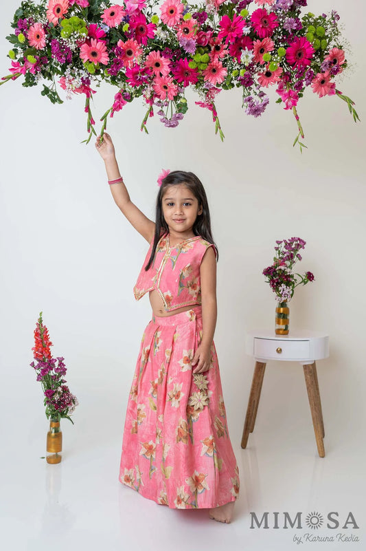 Floral waistcoat style top and skirt set