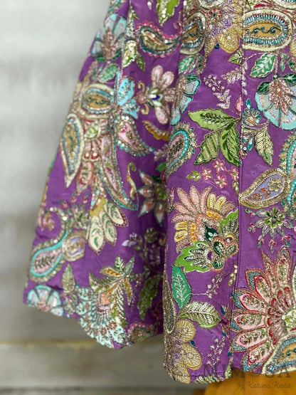 Fully embroidery paisley lehnga set with organza dupatta