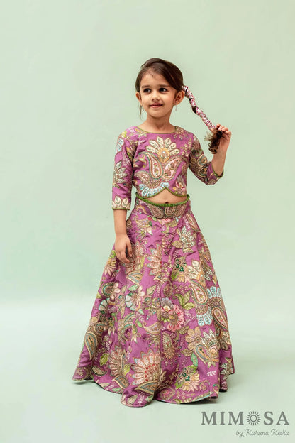 Fully embroidery paisley lehnga set with organza dupatta