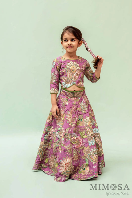Fully embroidery paisley lehnga set with organza dupatta