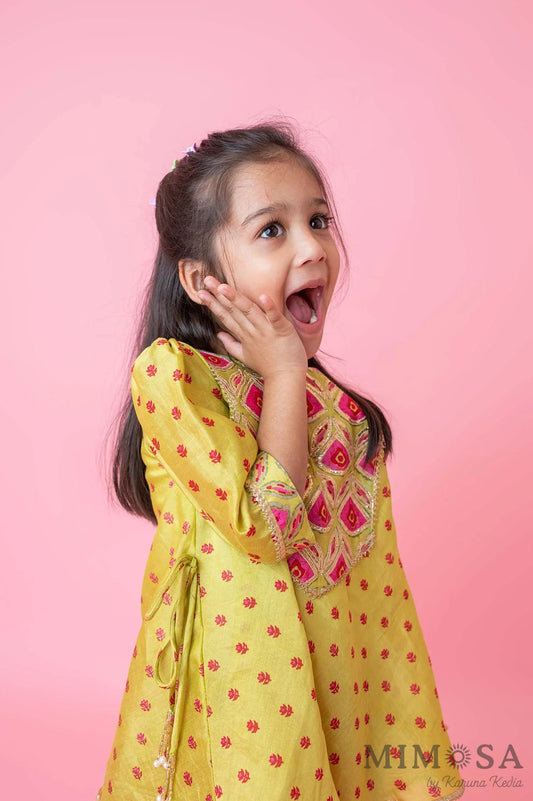 Gota embellished frockstyle kurti with dhoti pants