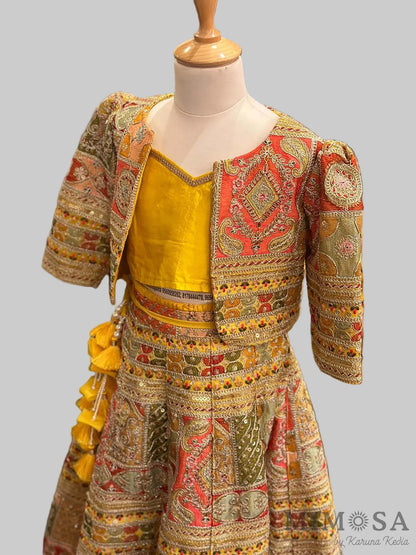 Heavy Embroidered lehnga With Matching Embroidered Jacket and with plain strap top