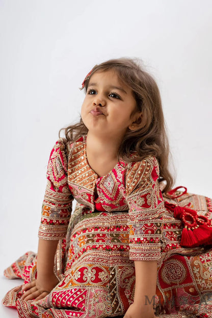 Heavy Embroidered lehnga With Matching Embroidered Jacket and with plain strap top
