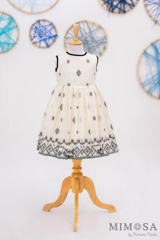 Jamdani frock with bow detailed back