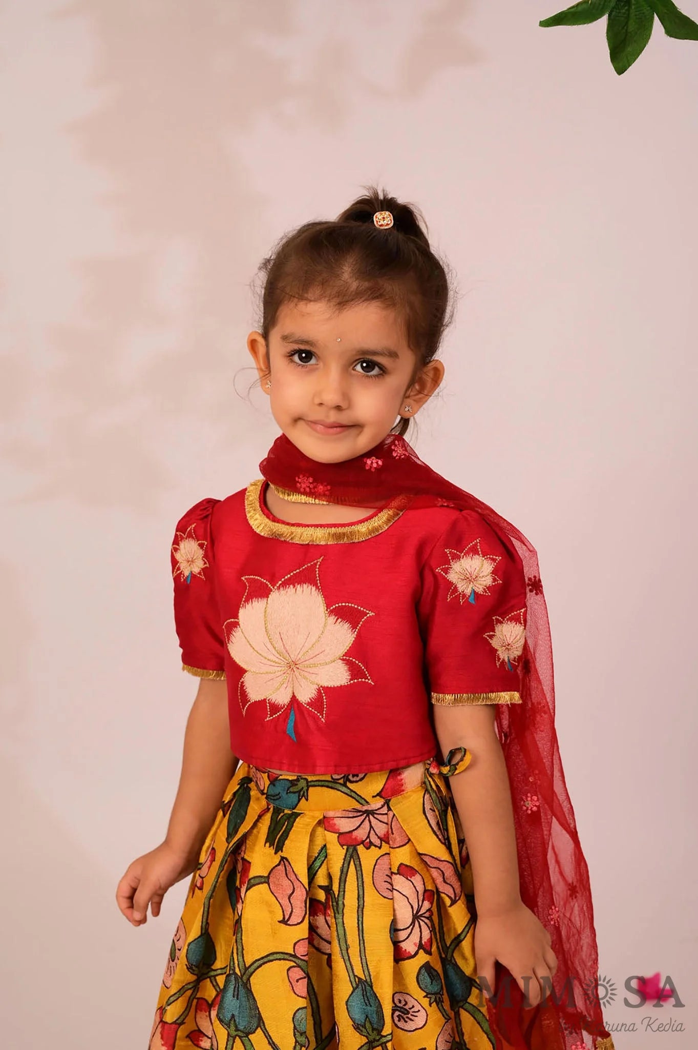 Kalamkari Lehnga in pure silk accompanied with thread work blouse and tasseled  stole