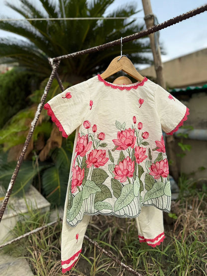Lotus embroidered Kurta coord set