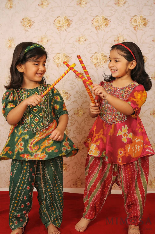 Mirror Work yolk printed Kurta in Muslin with tulip  pants