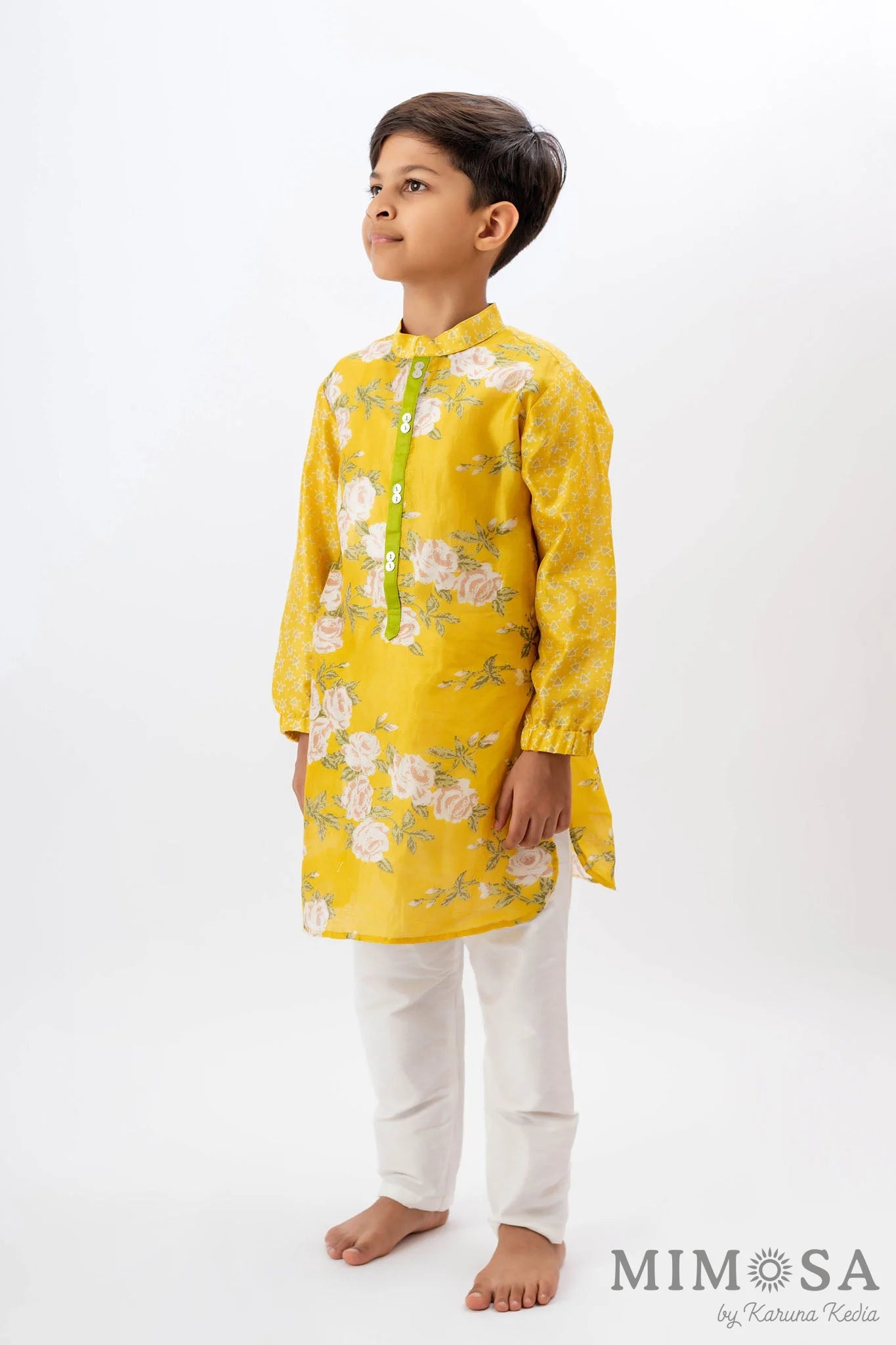 Mix and match Kurta in Chanderi silk and contrast placket