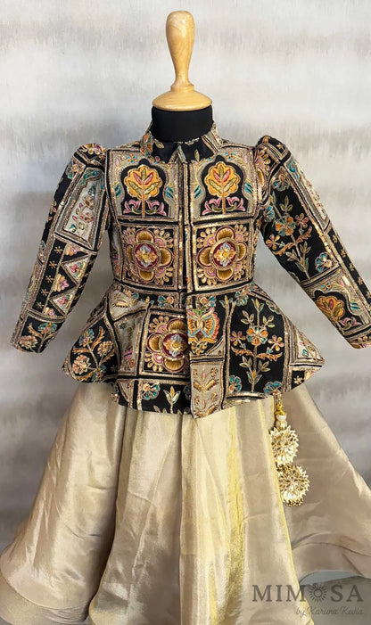 Peplum print and embroidered jacket