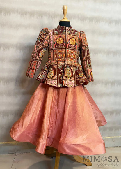 Peplum print and embroidered jacket