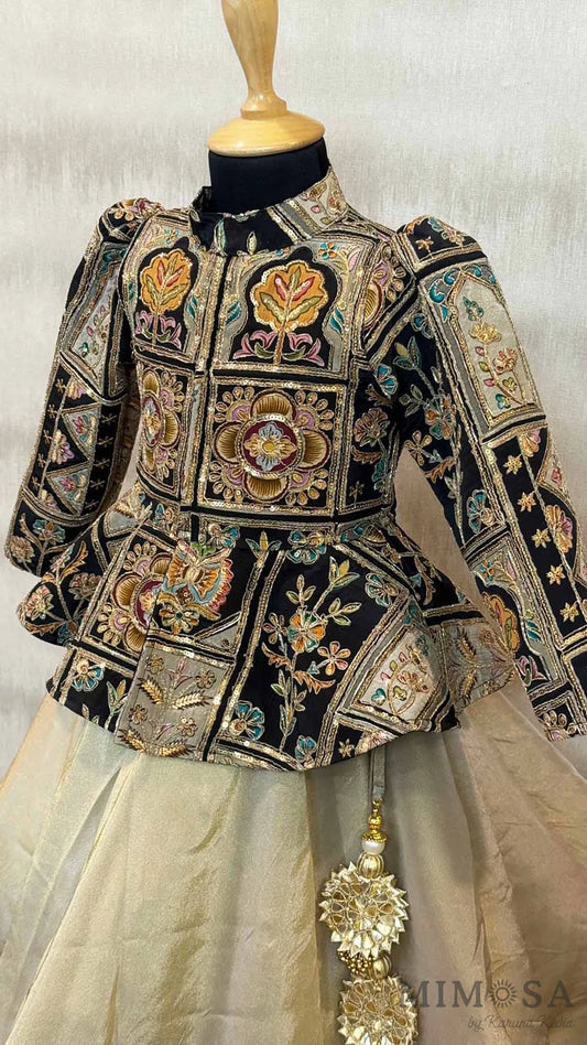 Peplum print and embroidered jacket