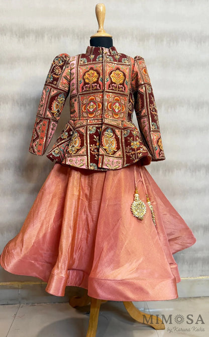 Peplum print and embroidered jacket