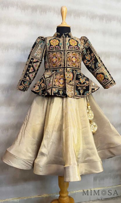 Peplum print and embroidered jacket