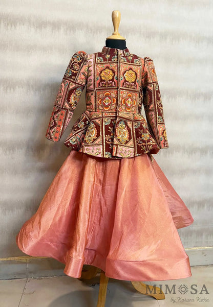 Peplum print and embroidered jacket