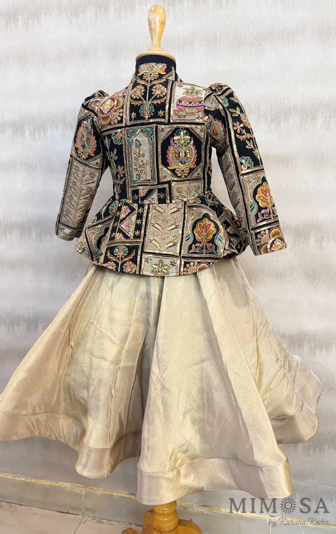 Peplum print and embroidered jacket