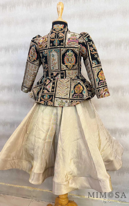 Peplum print and embroidered jacket