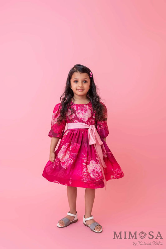Pink rose volume frock