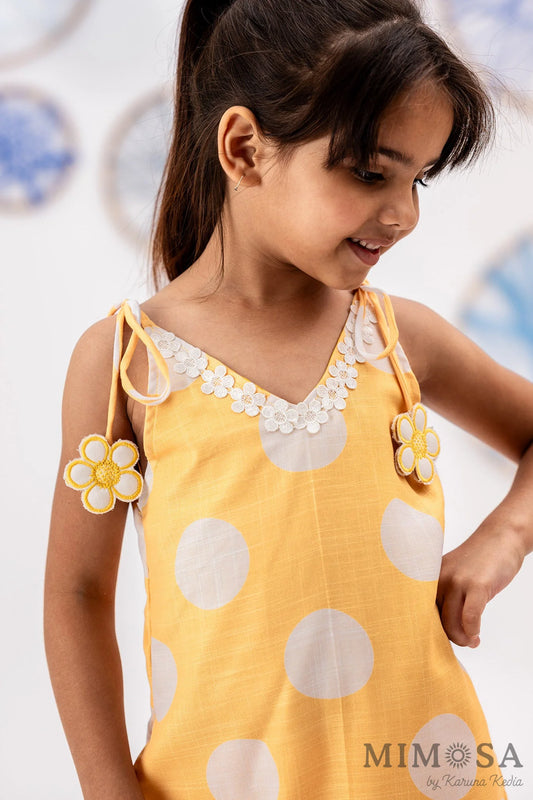 Polka dots kurti with divided skirt
