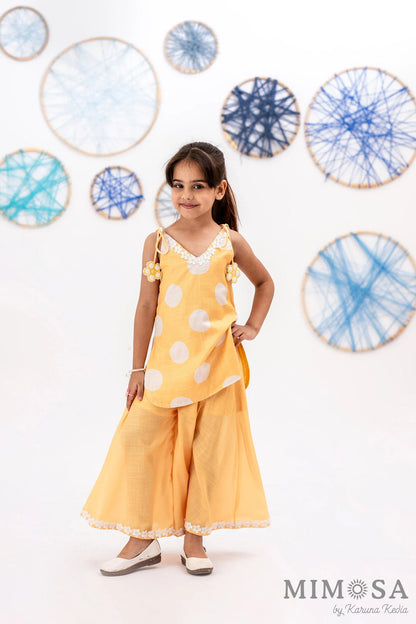 Polka dots kurti with divided skirt