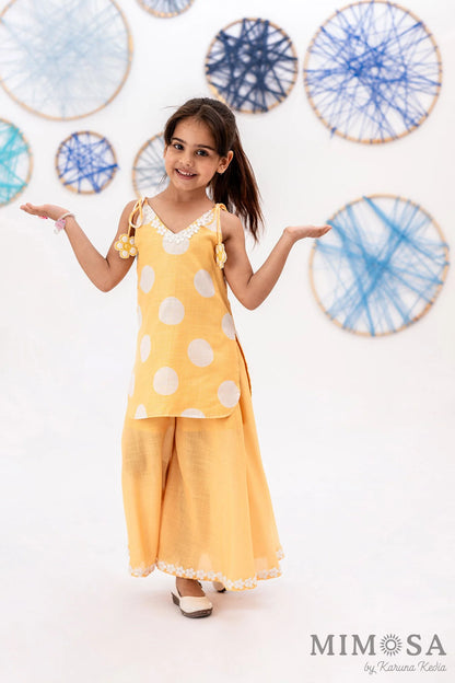 Polka dots kurti with divided skirt