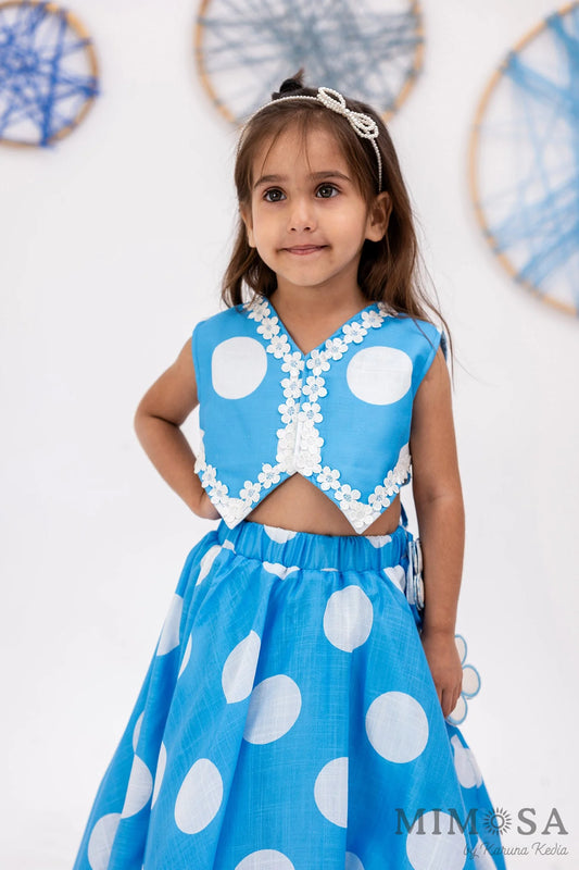 Polka Dots Skirt Top Set
