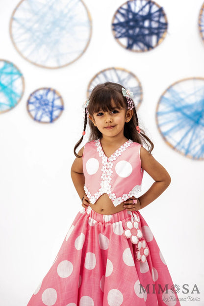 Polka Dots Skirt Top Set
