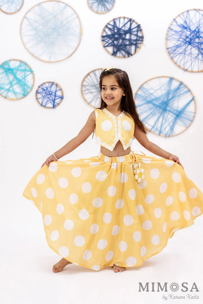 Polka Dots Skirt Top Set