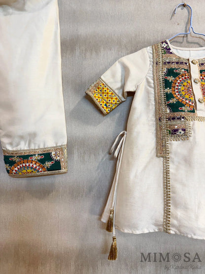Printed and embroidered patterned suit with pants
