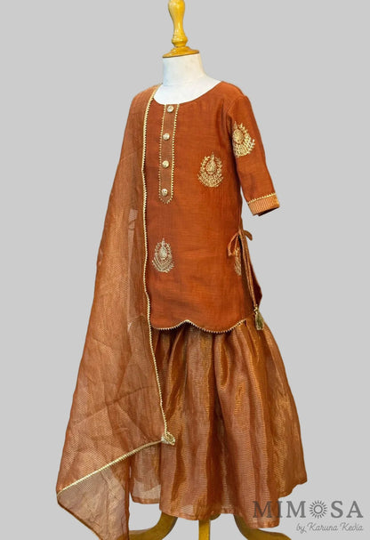 Rust Festive Kurta – sharara  Set