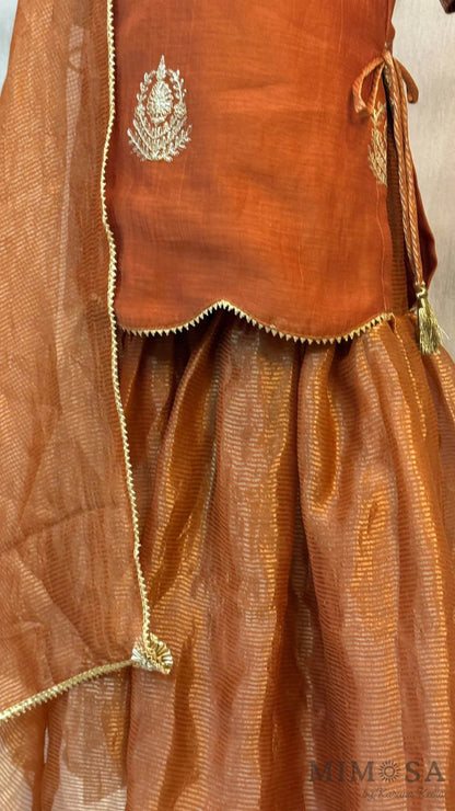 Rust Festive Kurta – sharara  Set