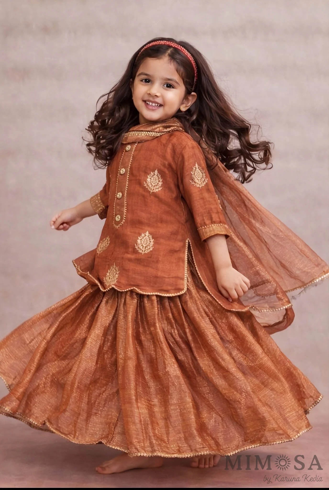 Rust Festive Kurta – sharara  Set