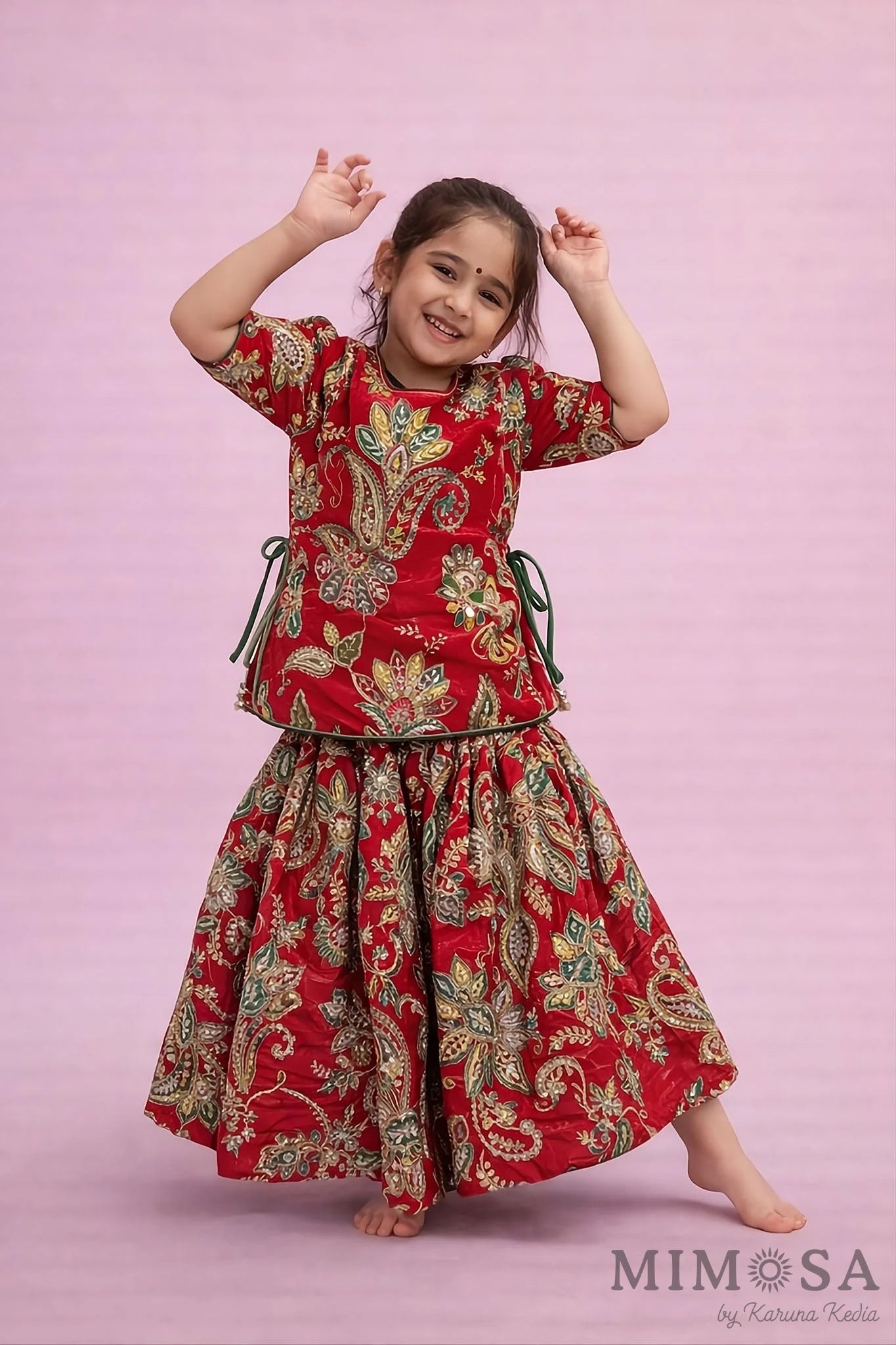 Side-Knot Detailed Elegant Green Kurti And Sharara With Matching Dupatta